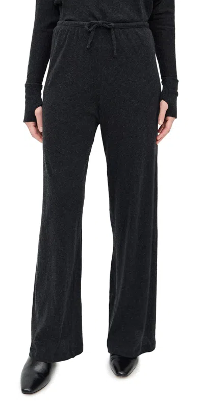 Enza Costa Cashmere Jersey Easy Drawcord Pants Charcoal In Black
