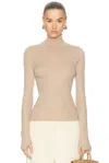 Enza Costa Cashmere Jersey New Classic Turtleneck Sweater In Brown