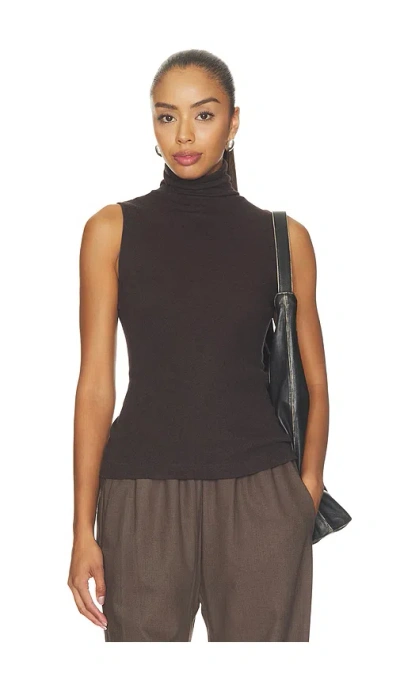 Enza Costa Cashmere Jersey Shell Top In Dark Brown