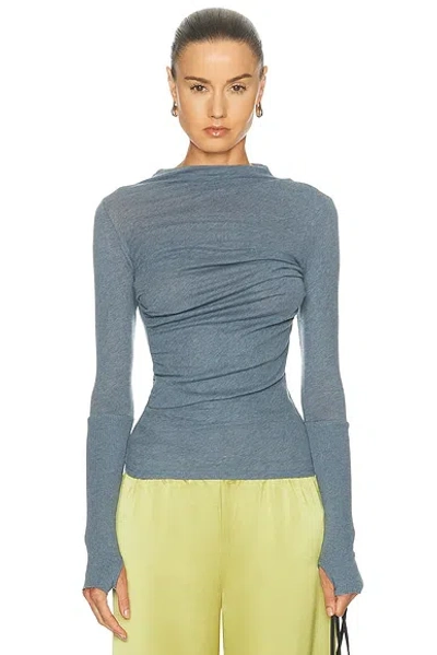 Enza Costa Cashmere Jersey Twist Top In Blue