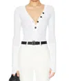 Enza Costa Cashmere Longsleeve Cuffed Henley Top In White