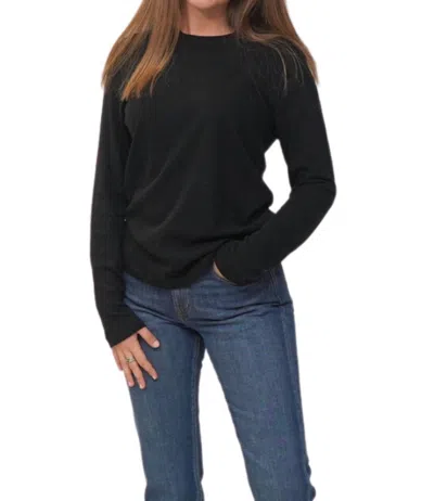Enza Costa Cashmere Loose Long Sleeve Tee In Black In Animal Print