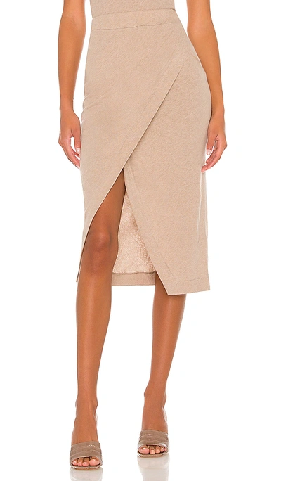 Enza Costa Cashmere Midi Skirt In Khaki