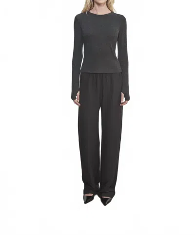 Enza Costa Cashmere New Classic Long Sleeve Crew Top In Charcoal In Gray
