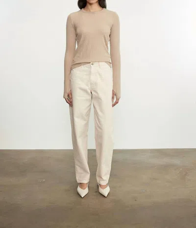 Enza Costa Cashmere New Classic Long Sleeve Crew Top In Khaki In Brown