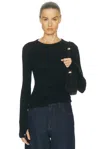 Enza Costa Cashmere New Classic Long Sleeve Crewneck Top In Black