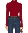 Enza Costa Cashmere Rib Turtleneck Sweater In Red
