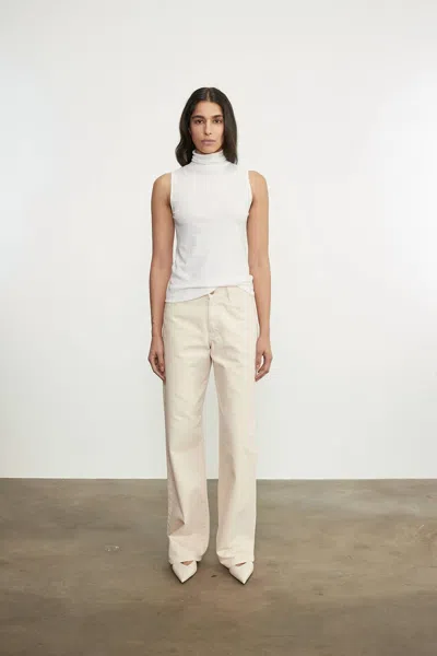 Enza Costa Cashmere Halter Turtleneck Top In White