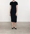 Enza Costa Cashmere Short Sleeves Crew Neck Dress In Black In Black
