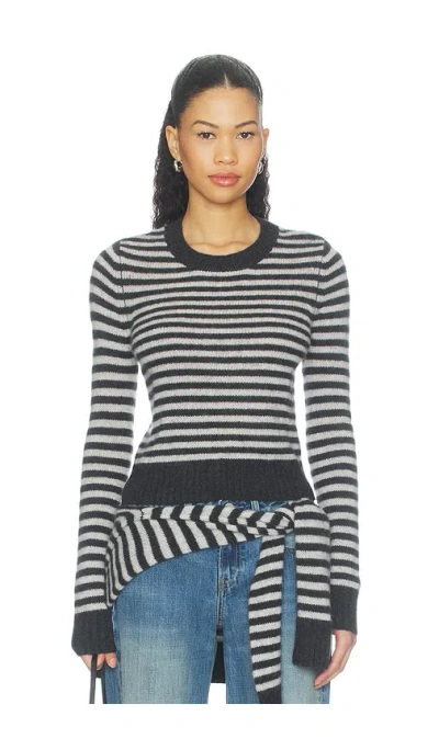Enza Costa Cashmere Shrunken Crewneck Sweater In Multi