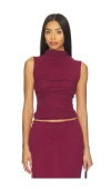 Enza Costa Cashmere Sleeveless Twist Top In Burgundy
