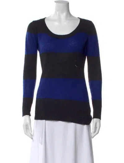 Pre-owned Enza Costa Cashmere Striped Sweater In Blue