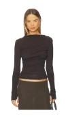 Enza Costa Cashmere Twist Top In Black