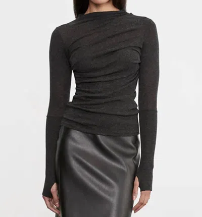 Enza Costa Cashmere Twist Top In Charcoal In Black