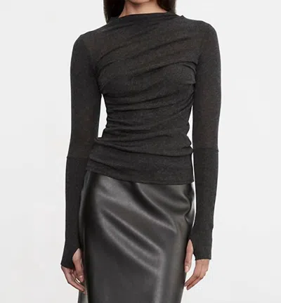 Enza Costa Cashmere Twist Top In Charcoal In Pink