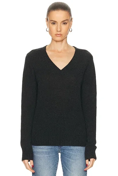 Enza Costa Cashmere V-neck Sweater In Black