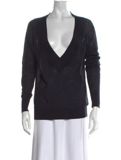 Pre-owned Enza Costa Cashmere V-neck Sweater In Black