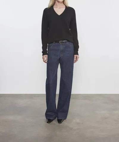 Enza Costa Cashmere V-neck Sweater In Black