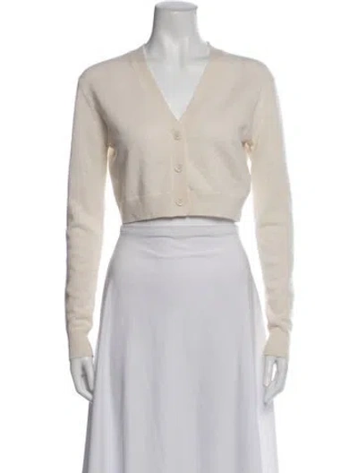 Pre-owned Enza Costa Cashmere V-neck Sweater In Neutrals