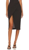 Enza Costa Cashmere Jersey Midi Wrap Skirt In Dark Brown