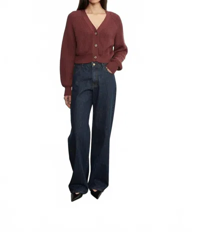 Enza Costa Chunky Cotton Cashmere Cardigan In Sanguine In Burgundy