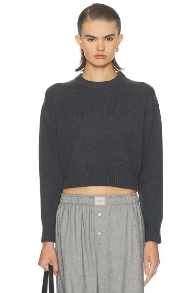 Enza Costa Chunky Cotton Cashmere Sweater In Gray