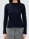 Enza Costa Chunky Cotton Fisherman Sweater In Indigo