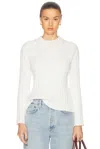 Enza Costa Chunky Cotton Fisherman Sweater In White
