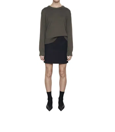 Enza Costa Chunky Cotton Long Sleeves Crewneck Sweater In Fatigue In Multi