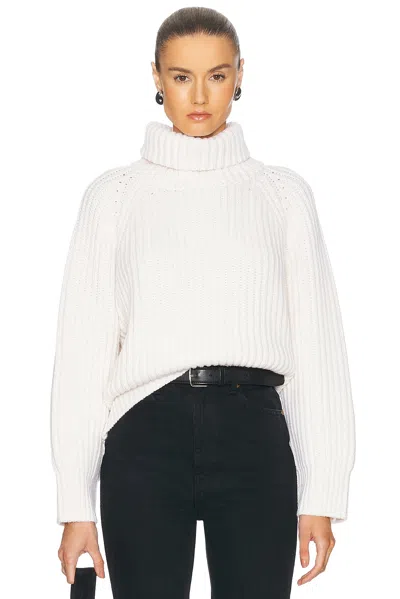 Enza Costa Chunky Turtleneck Sweater In Chalk