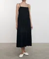 ENZA COSTA COOL COTTON STRAPPY TIERED DRESS IN BLACK