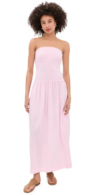 Enza Costa Cotton Bandeau Dress Cherry Blossom In Pink