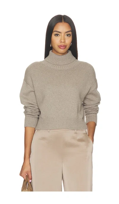 Enza Costa Cotton Cashmere Funnelneck Sweater In Gray