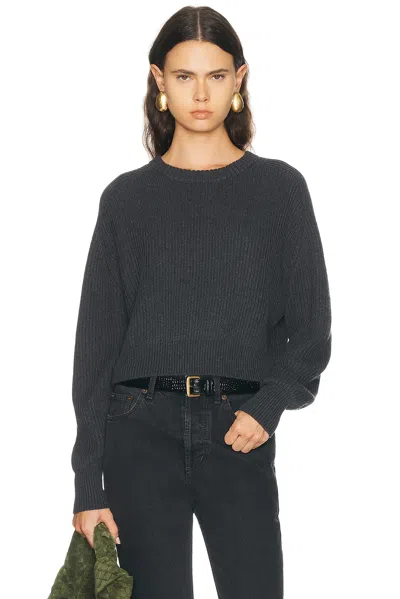 Enza Costa Cotton Cashmere Raglan Sweater In Gray