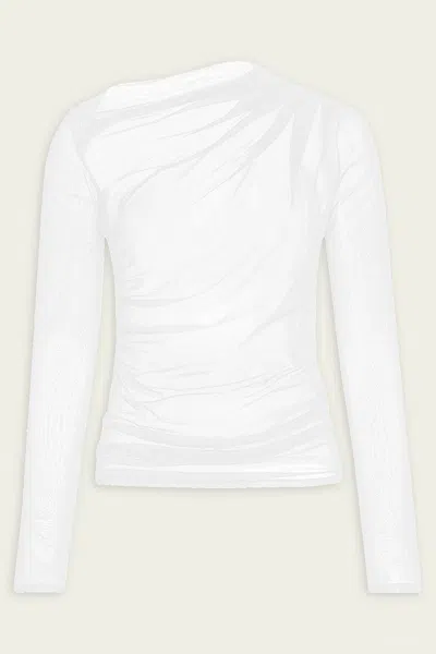 Enza Costa Cotton Mesh Slash Top In Chalk In White