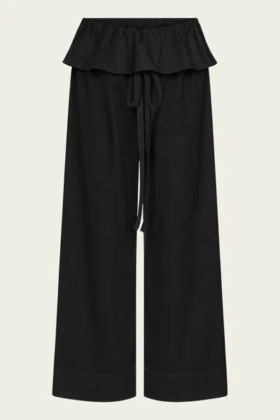 Enza Costa Cotton Peplum Pant In Black