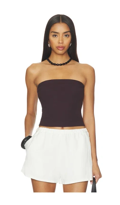 Enza Costa Cotton Rib Bandeau Top In Black