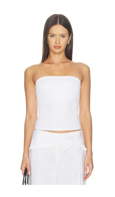 Enza Costa Cotton Rib Bandeau Top In White