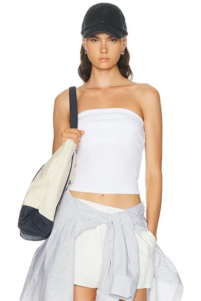 Enza Costa Cotton Rib Bandeau Top In White