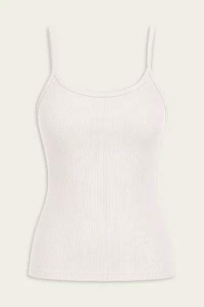 Enza Costa Cotton Rib Cami Tank In Champagne In White