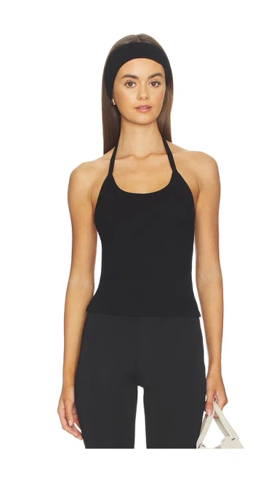 Enza Costa Cotton Rib Halter In Black