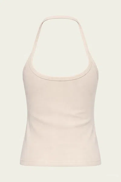 Enza Costa Cotton Rib Halter Tank In Pearl Grey In Neutral