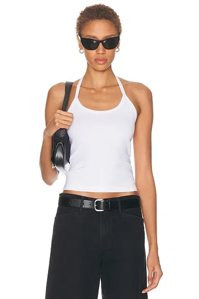 Enza Costa Cotton Rib Halter Top In White
