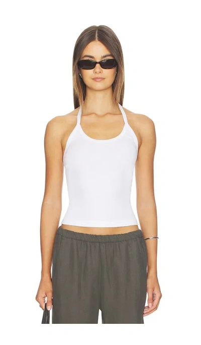 Enza Costa Cotton Rib Halter In White