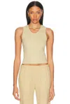 Enza Costa Cotton Rib Scoop Tank Top