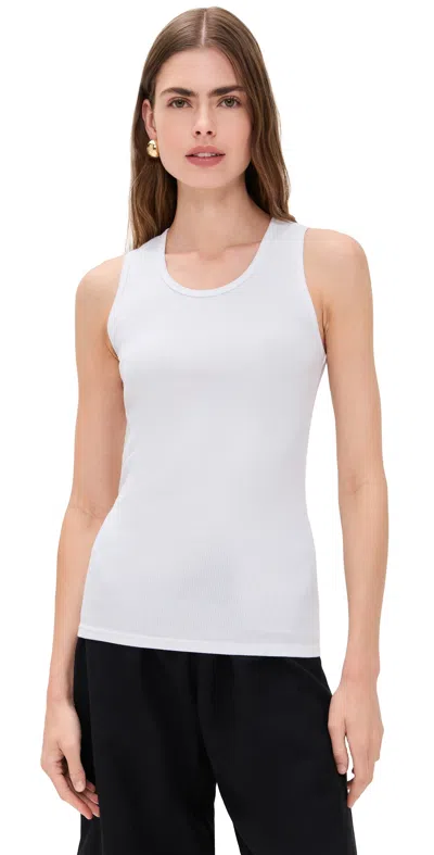 Enza Costa Cotton Rib Scoop Tank White
