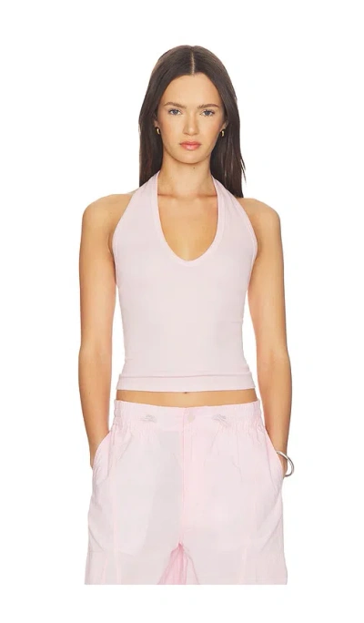 Enza Costa Cotton Rib U Halter Top In Pink