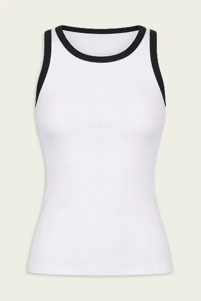 Enza Costa Cotton Ringer Tank In White Black