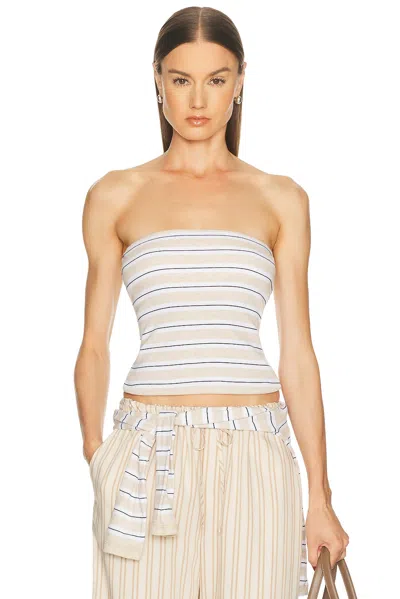 Enza Costa Cotton Stripe Classic Bandeau Top In White