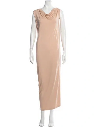 Pre-owned Enza Costa Cowl Neck Long Dress In Neutral